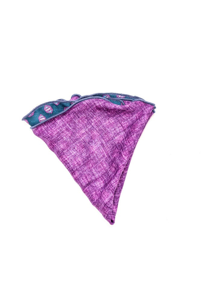 Purple Solid/Geo Neat Silk Shappe Diamante Reversible Pocket Circle