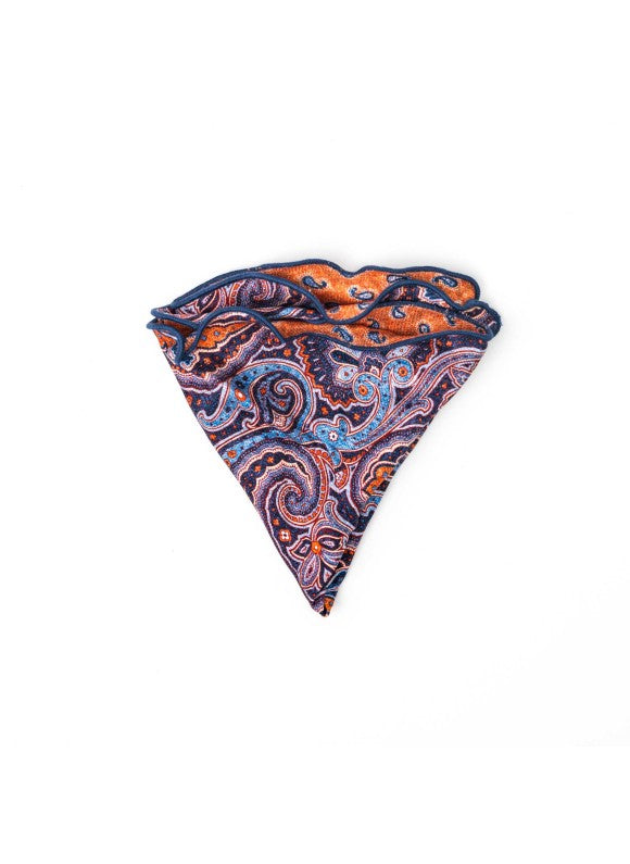 Orange Paisley Print Reversible Pocket Circle
