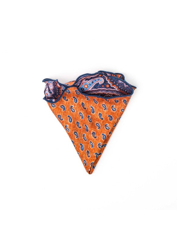 Orange Paisley Print Reversible Pocket Circle