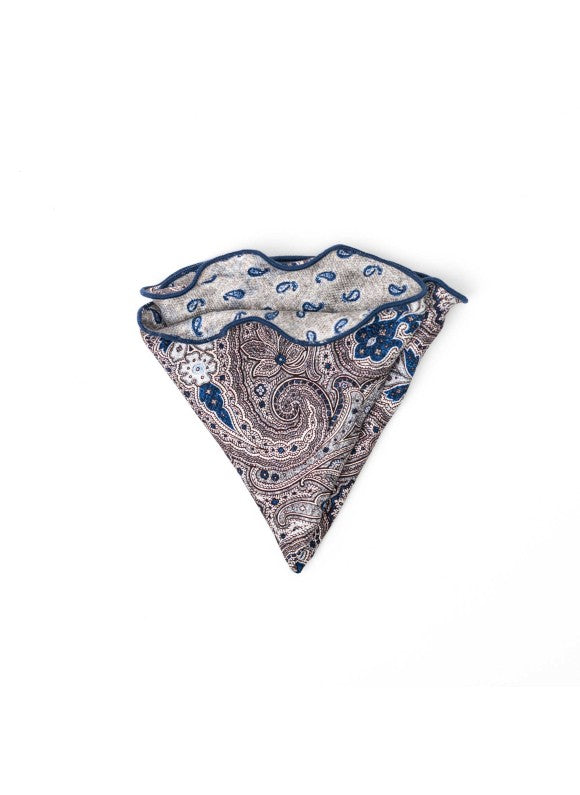Grey Paisley Print Reversible Pocket Circle