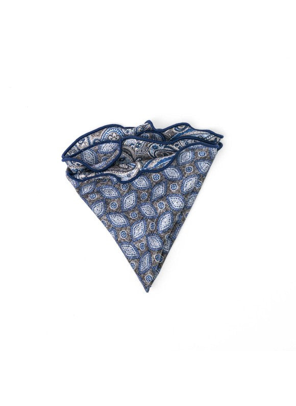 Charcoal Exploded Paisley/Foulard Print Reversible Pocket Circle