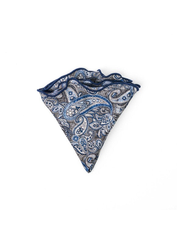 Charcoal Exploded Paisley/Foulard Print Reversible Pocket Circle