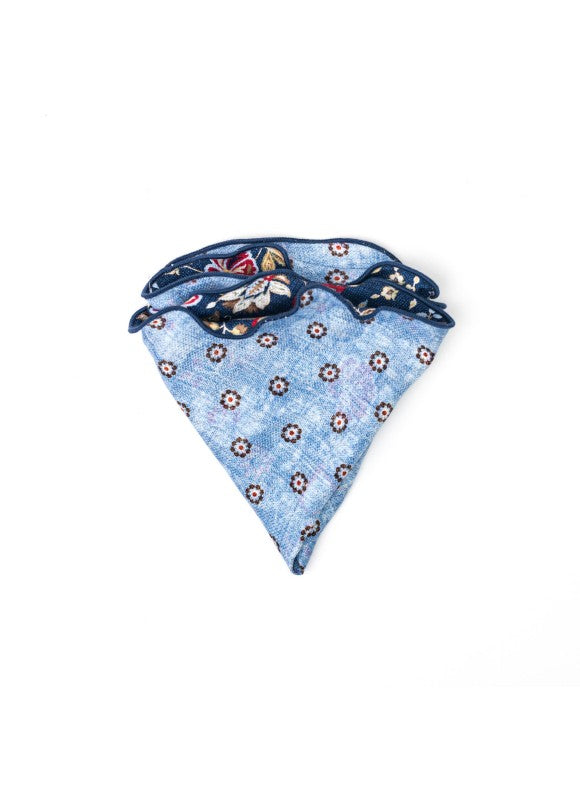Denim Floral Print Reversible Pocket Circle