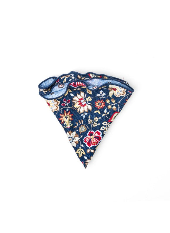 Denim Floral Print Reversible Pocket Circle