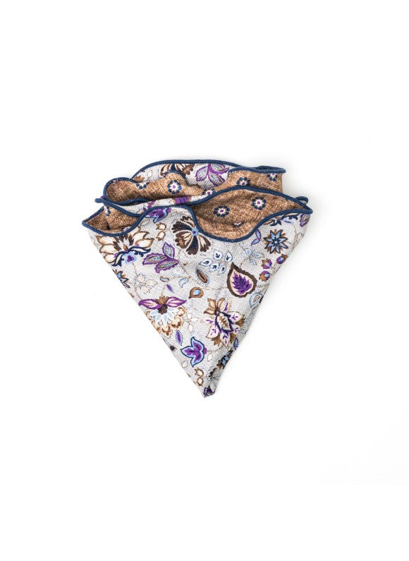 Grey Floral Print Reversible Pocket Circle