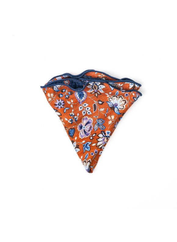 Orange Floral Print Reversible Pocket Circle
