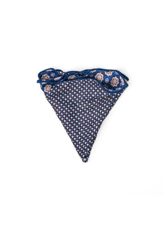 Denim Foulard/Houndstooth Print Reversible Pocket Circle