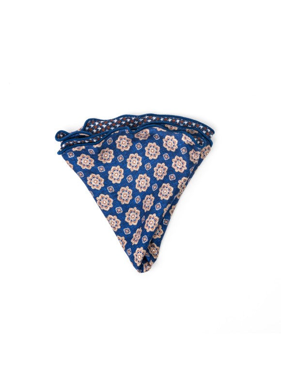 Denim Foulard/Houndstooth Print Reversible Pocket Circle