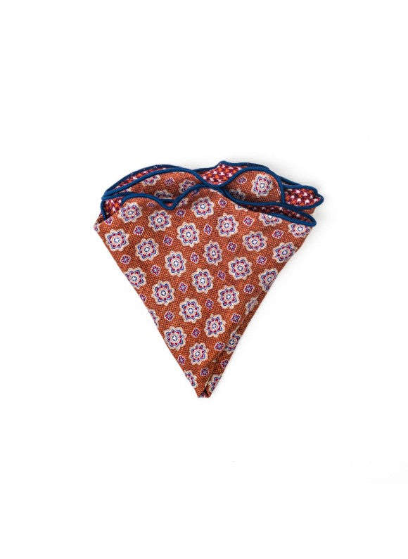 Rust Foulard/Houndstooth Print Reversible Pocket Circle