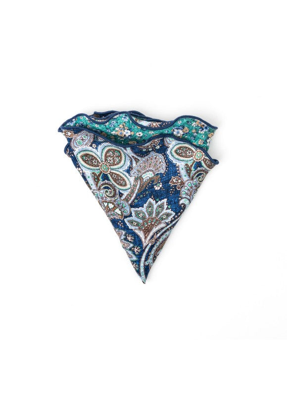 Denim Exploded Paisley/Floral Print Reversible Pocket Circle