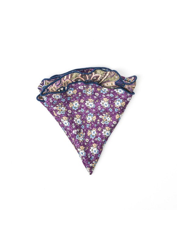 Olive Exploded Paisley/Floral Print Reversible Pocket Circle