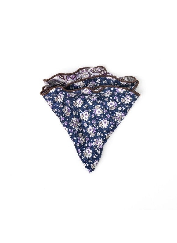 Charcoal Exploded Paisley/Floral Print Reversible Pocket Circle