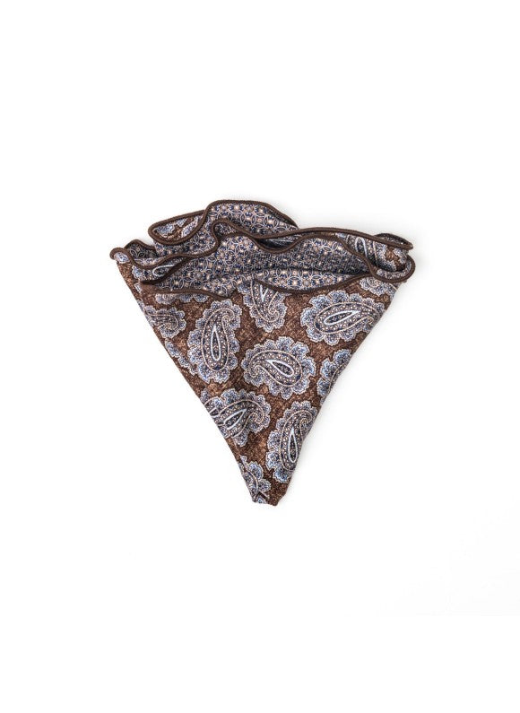 Brown Paisley/Links Neat Print Reversible Pocket Circle