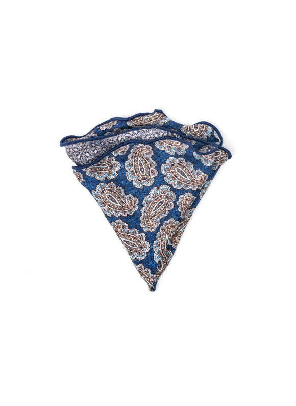 Denim Paisley/Links Neat Print Reversible Pocket Circle