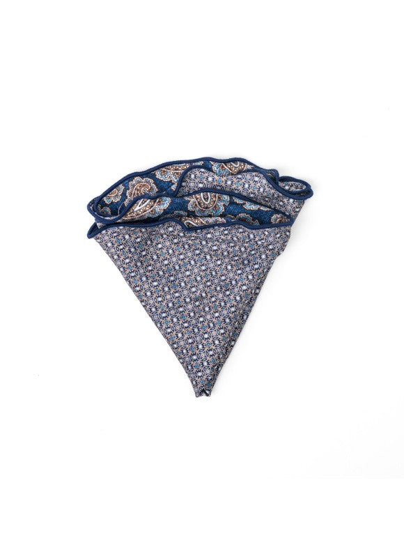 Denim Paisley/Links Neat Print Reversible Pocket Circle