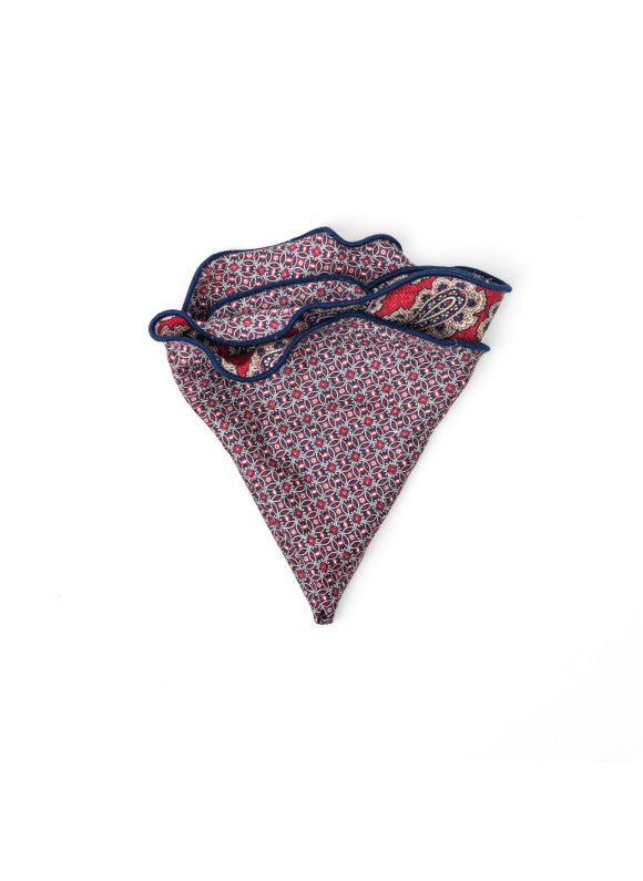 Red Paisley/Links Neat Print Reversible Pocket Circle