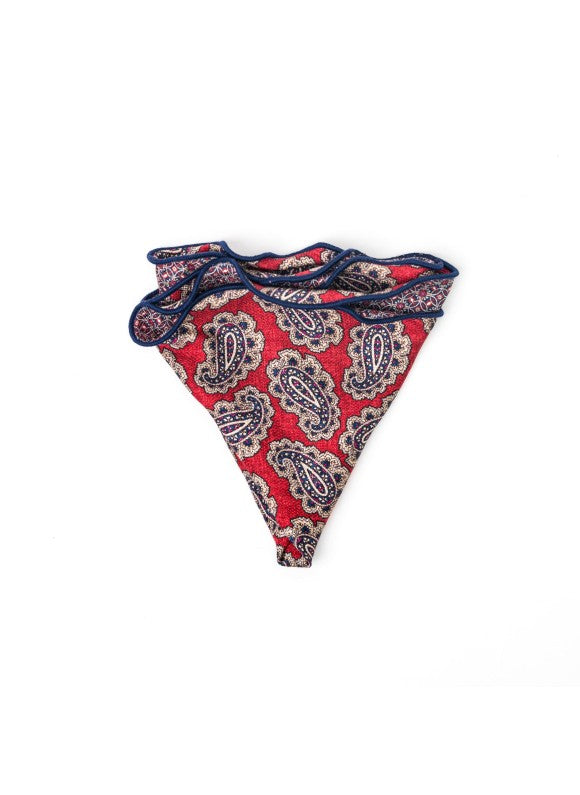 Red Paisley/Links Neat Print Reversible Pocket Circle