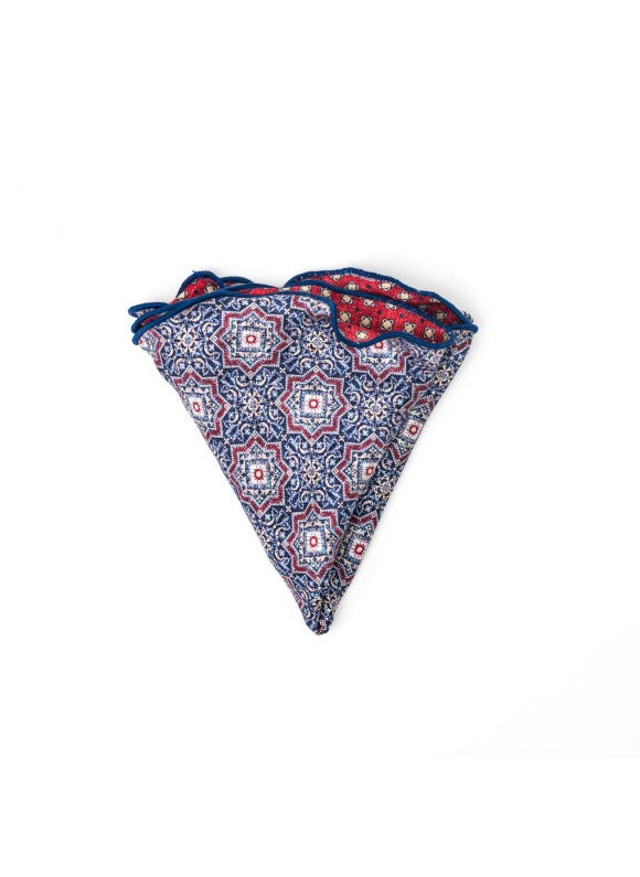 Denim Persian/Mini Neat Print Reversible Pocket Circle