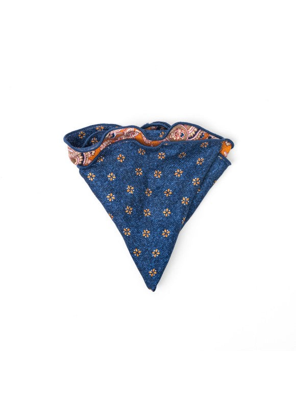 Orange Paisley Vine/Floret Neat Print Reversible Pocket Circle