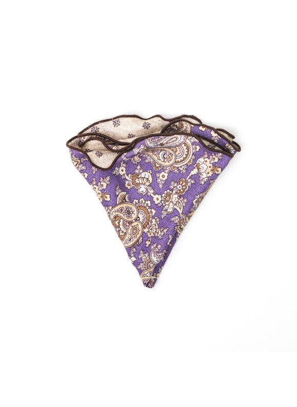 Purple Paisley Vine/Floret Neat Print Reversible Pocket Circle