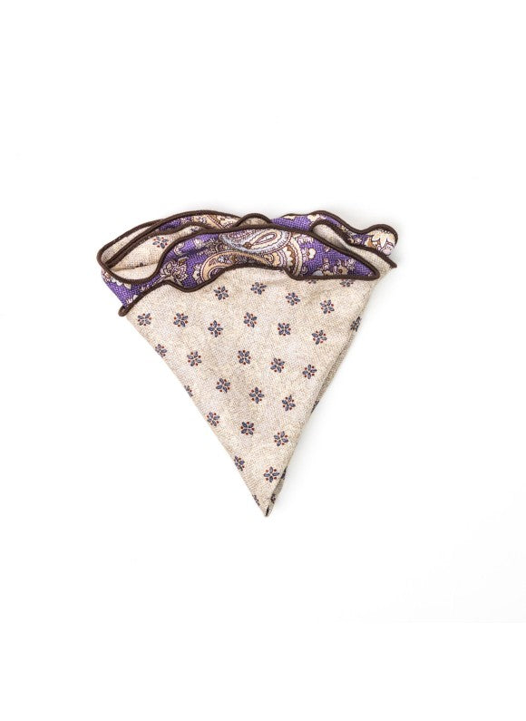 Purple Paisley Vine/Floret Neat Print Reversible Pocket Circle