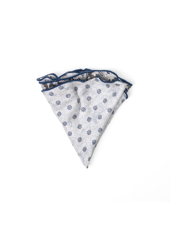 Charcoal Paisley Vine/Floret Neat Print Reversible Pocket Circle