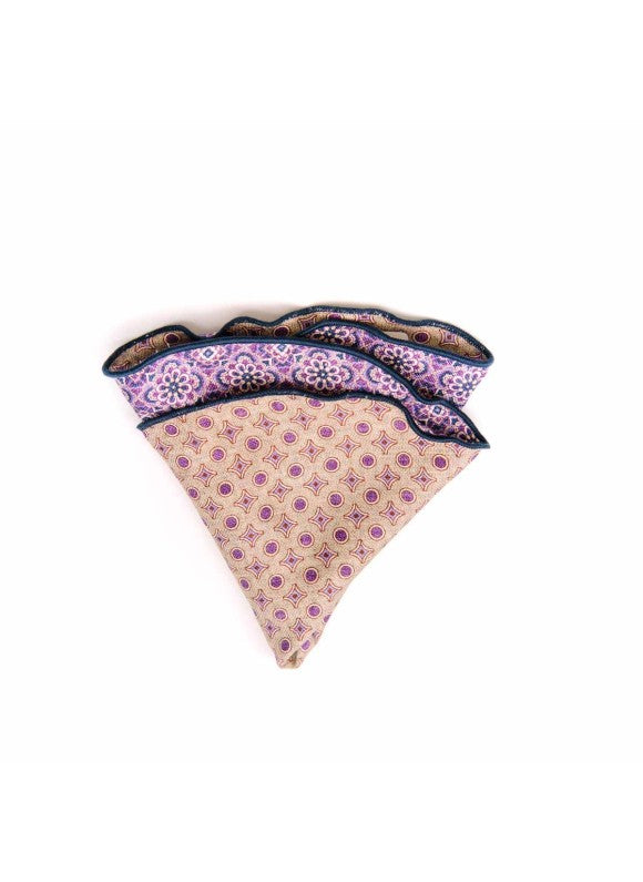 Shappe Purple/Tan Persian/Neat Print Silk Shappe Diamante Reversible Pocket C ...