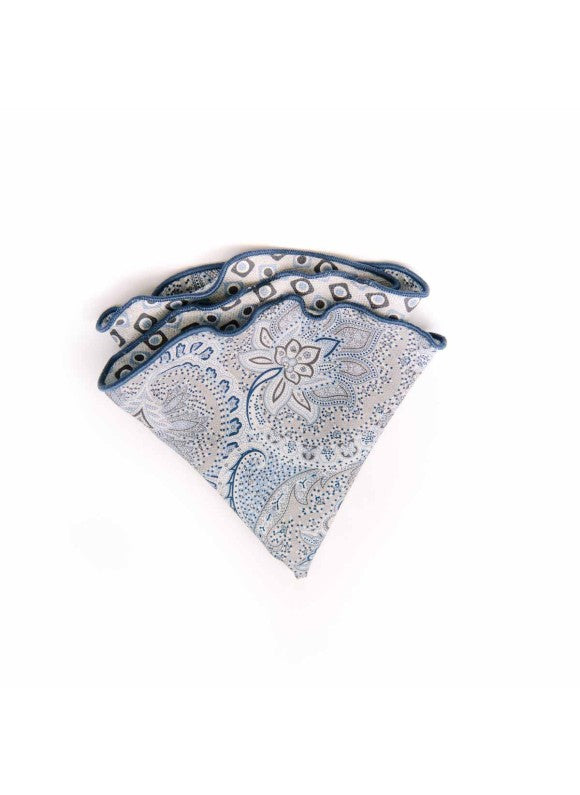 Shappe Grey Paisley/Neat Print Silk Shappe Diamante Reversible Pocket Circle ...