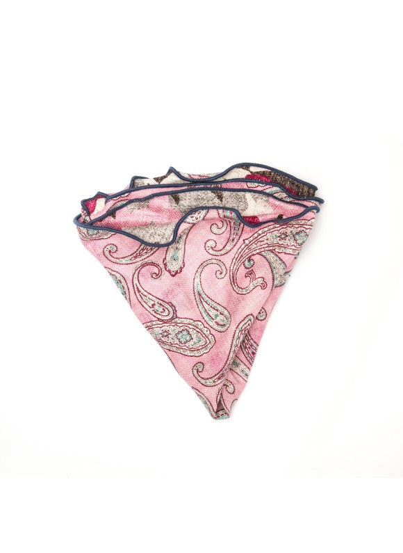 Shappe Pink Elongated Paisley/Camo Print Silk Shappe Diamante Reversible Pock ...