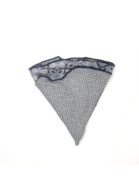 Shappe Grey/Black Quatrefoil/Oval Neat Print Silk Shappe Diamante Reversible ...