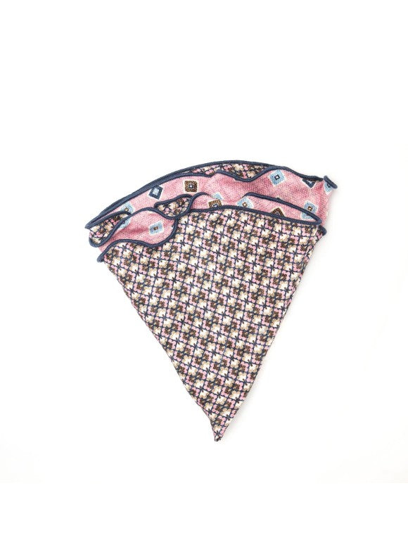 Shappe Pink Neat/Floral Graph Print Silk Shappe Diamante Reversible Pocket Ci ...
