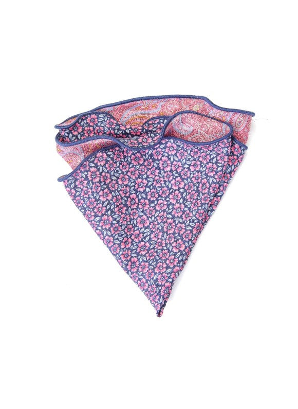 Pink Exploded Paisley/Floral Print Reversible Pocket Circle