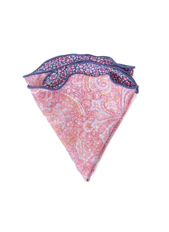 Pink Exploded Paisley/Floral Print Reversible Pocket Circle