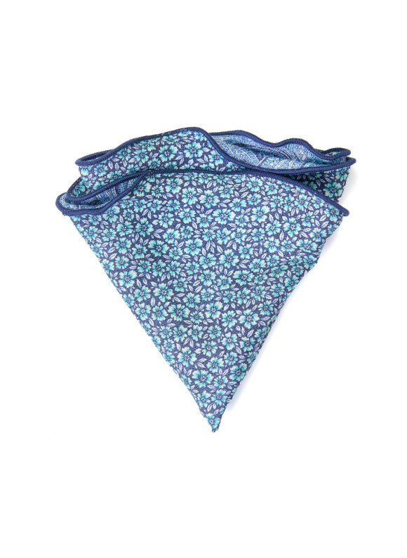 Blue Exploded Paisley/Floral Print Reversible Pocket Circle