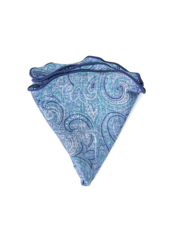 Blue Exploded Paisley/Floral Print Reversible Pocket Circle