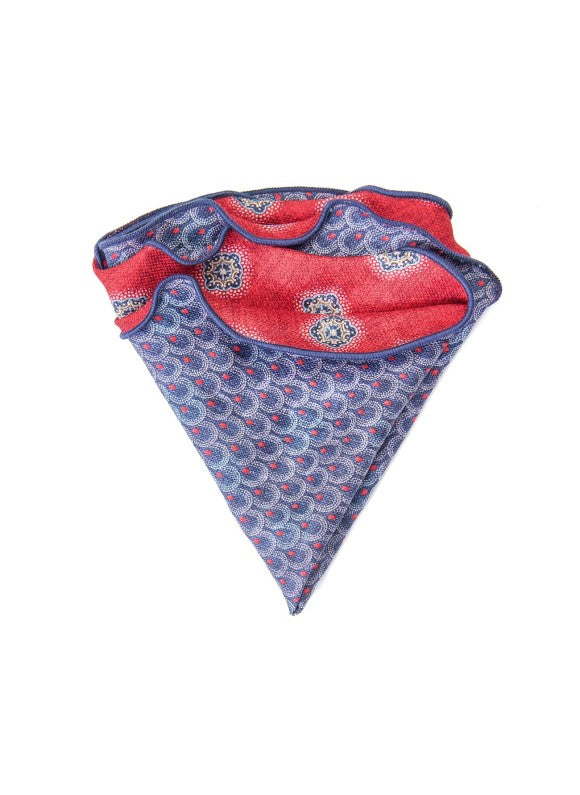 Brick Foulard/Feather Print Reversible Pocket Circle