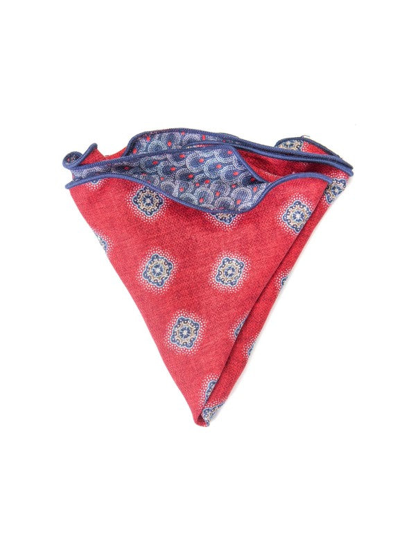 Brick Foulard/Feather Print Reversible Pocket Circle