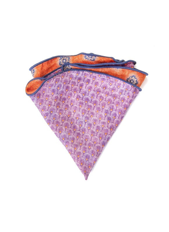 Rust Foulard/Feather Print Reversible Pocket Circle
