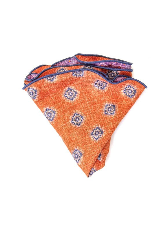 Rust Foulard/Feather Print Reversible Pocket Circle