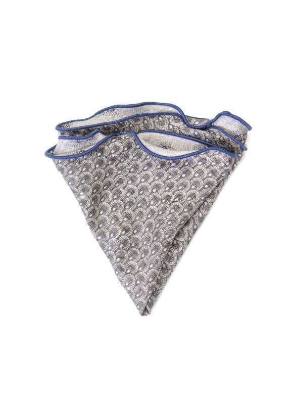 Gray Foulard/Feather Print Reversible Pocket Circle