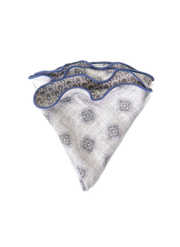 Gray Foulard/Feather Print Reversible Pocket Circle