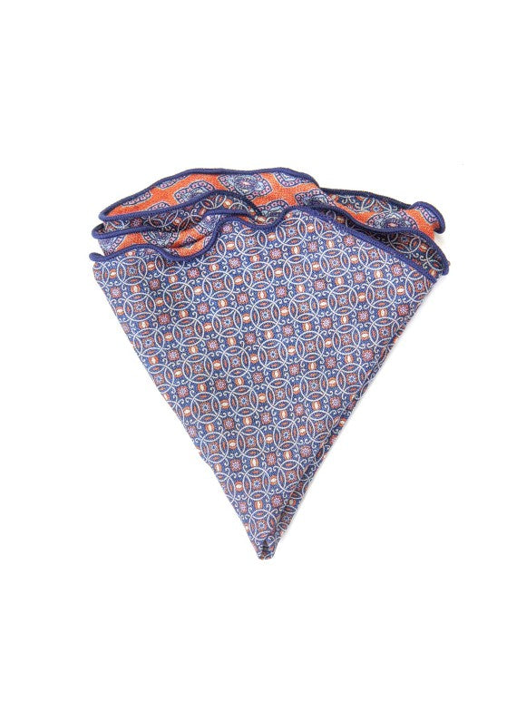 Orange Quatrefoil/Links Design Print Reversible Pocket Circle
