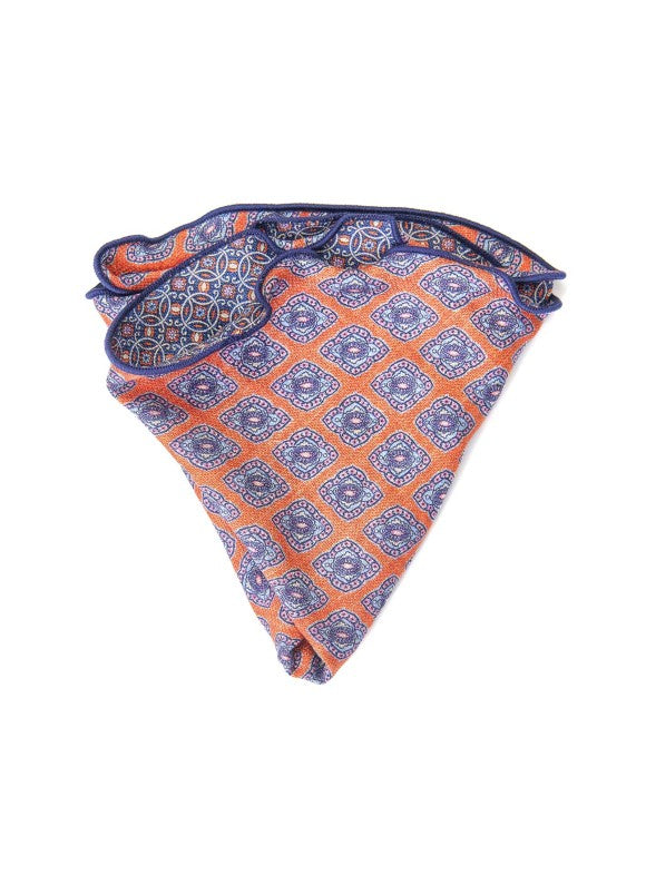 Orange Quatrefoil/Links Design Print Reversible Pocket Circle