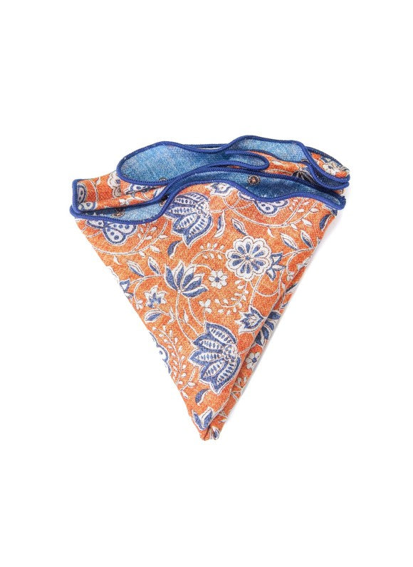 Orange Vine Paisley/Neat Print Reversible Pocket Circle