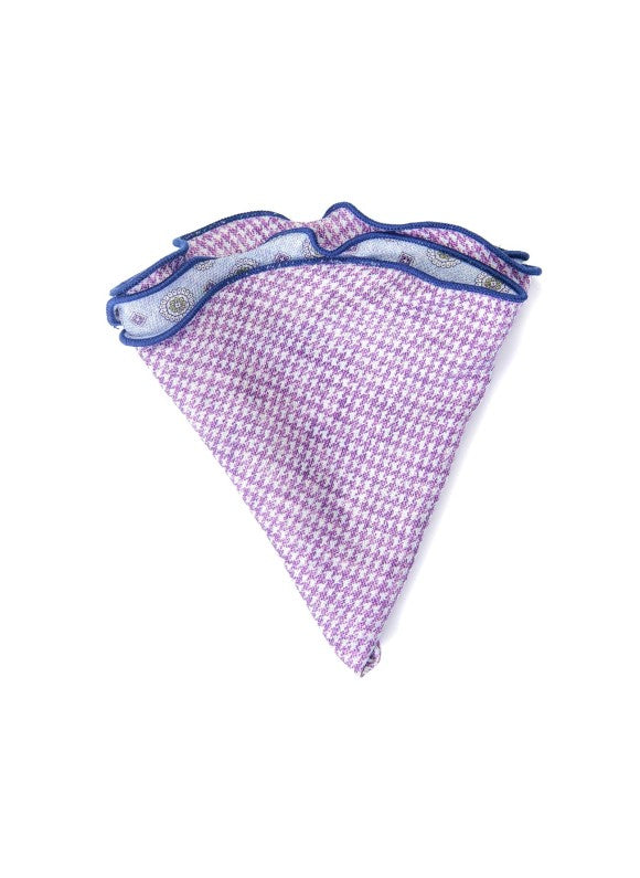 Lt. Blue Mini Medallions/Houndstooth Print Reversible Pocket Circle
