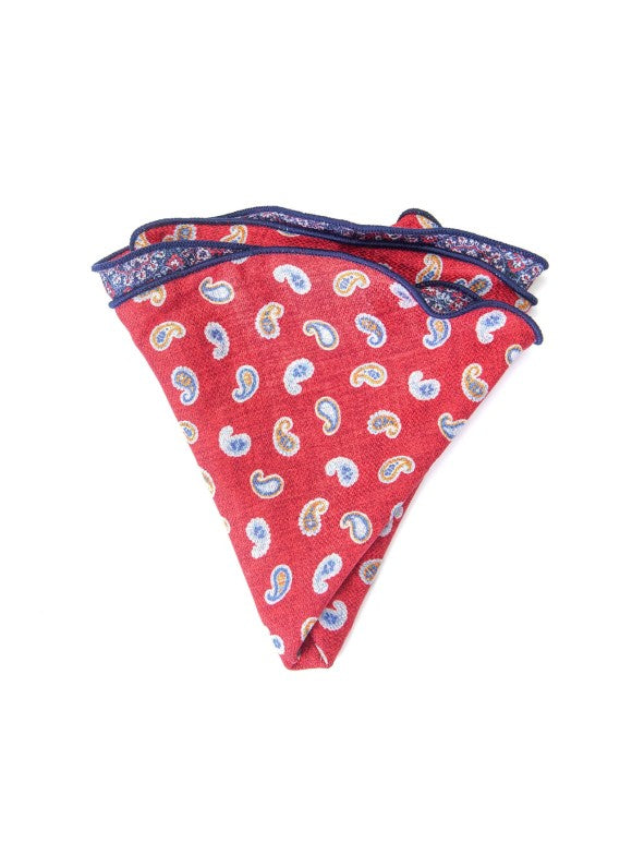 Red Mini Paisley/Medallion Print Reversible Pocket Circle