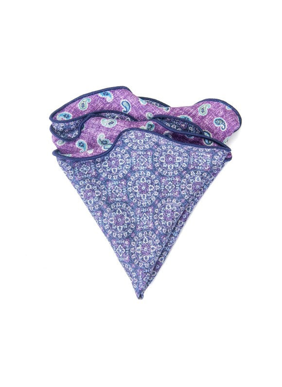 Purple Mini Paisley/Medallion Print Reversible Pocket Circle