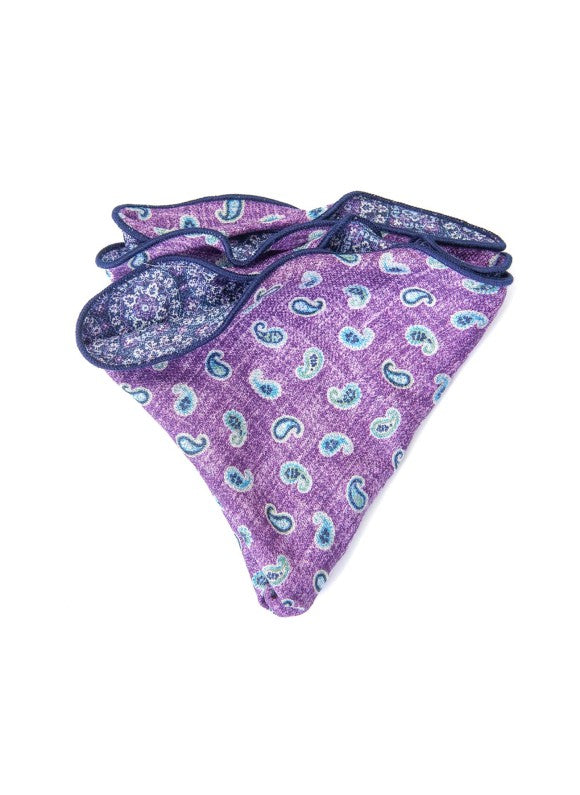 Purple Mini Paisley/Medallion Print Reversible Pocket Circle