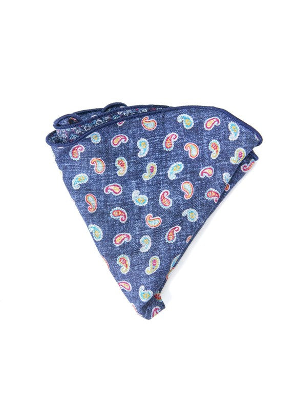Denim Mini Paisley/Medallion Print Reversible Pocket Circle