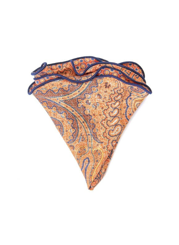 Orange Exploded Paisley/Fancy Dots Print Reversible Pocket Circle